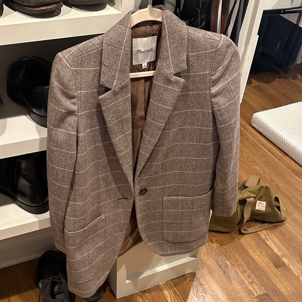 Madewell Brown Plaid Blazer